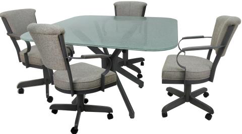 MIAMI 5PC SET W/ ALLEN BASE AND 48 SQUARE ROUND SHATTERED GLASS NEW COFFEE FINISH