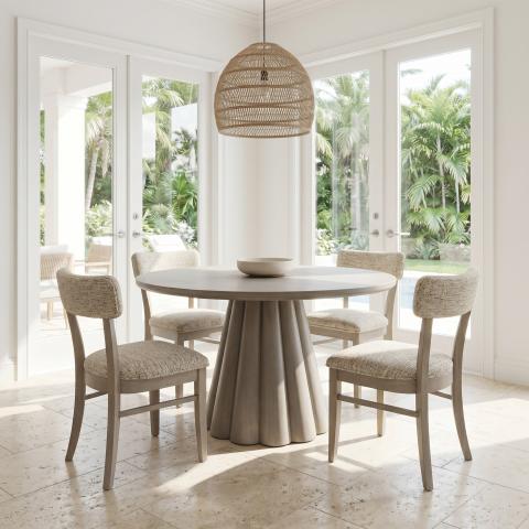 ARISTA WOOD 5PC SET Avilan Table w/ Geneva Chair