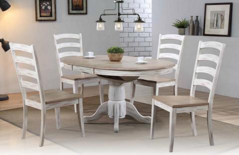 ARCHED LADDER BACK SIDE CHAIR WITH BUTTERFLY PEDESTAL TABLE